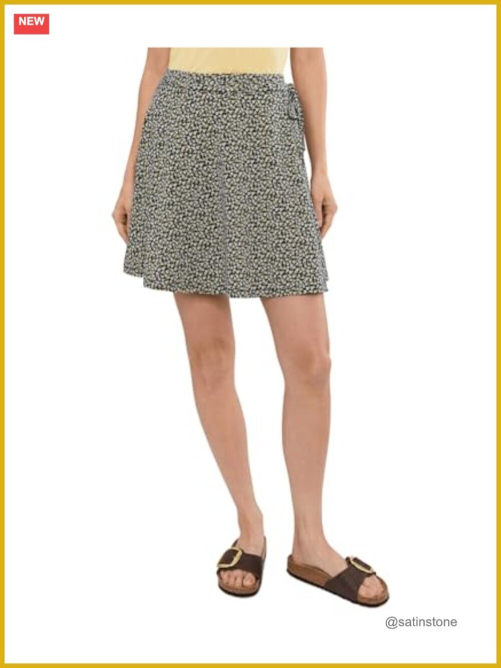 Wrap Skirt with Pockets Cotton Blend High Rise Pull On